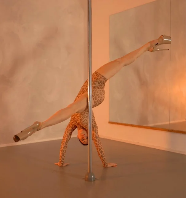exotic pole dance split on the pole